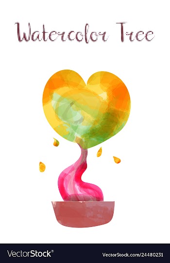 Colorful watercolor tree background vector image