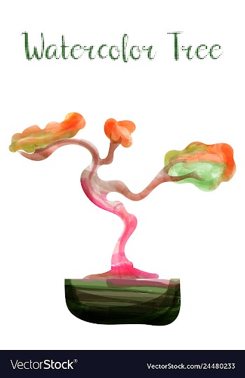 Colorful watercolor tree background vector image