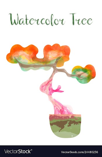 Colorful watercolor tree background vector image