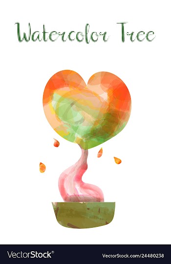 Colorful watercolor tree background vector image