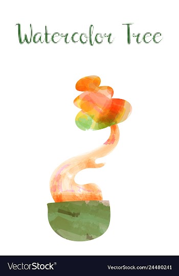 Colorful watercolor tree background vector image