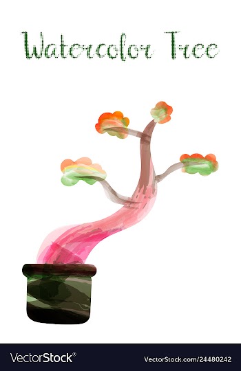 Colorful watercolor tree background vector image