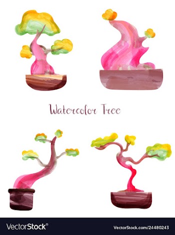 Colorful watercolor tree background vector image