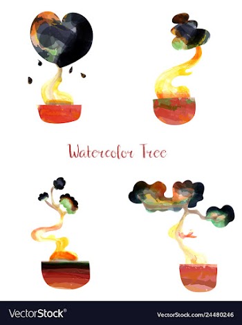 Colorful watercolor tree background vector image