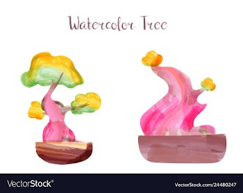 Colorful watercolor tree background vector image