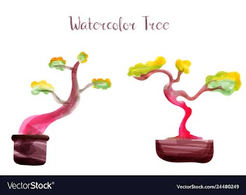 Colorful watercolor tree background vector image