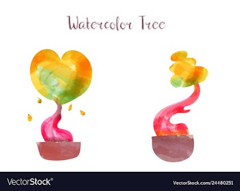 Colorful watercolor tree background vector image