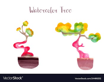 Colorful watercolor tree background vector image