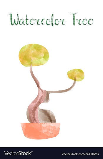 Colorful watercolor tree background vector image