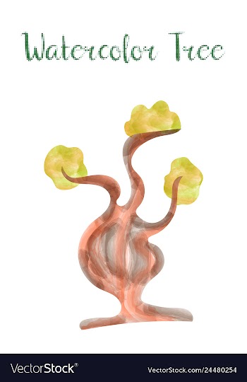 Colorful watercolor tree background vector image