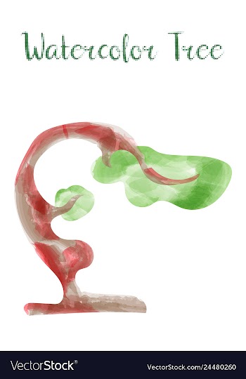 Colorful watercolor tree background vector image