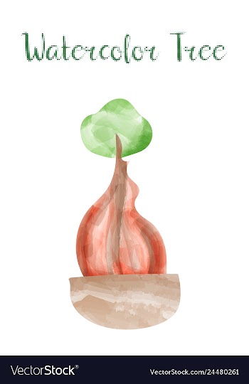 Colorful watercolor tree background vector image