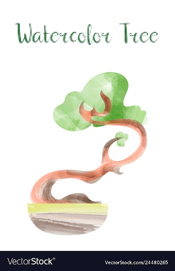 Colorful watercolor tree background vector image