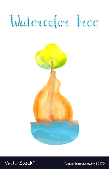 Colorful watercolor tree background vector image