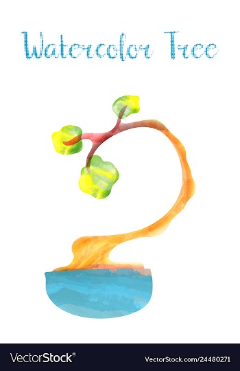 Colorful watercolor tree background vector image