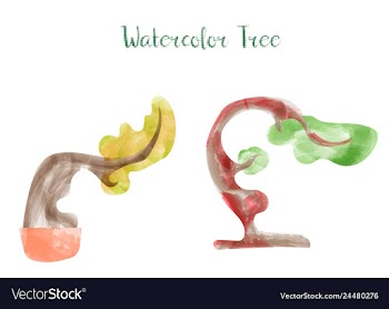 Colorful watercolor tree background vector image