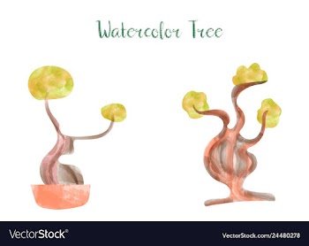 Colorful watercolor tree background vector image