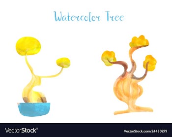 Colorful watercolor tree background vector image
