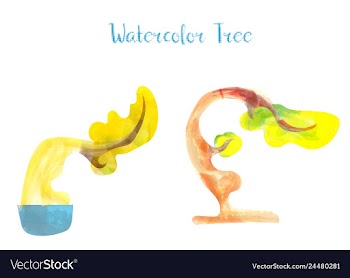 Colorful watercolor tree background vector image