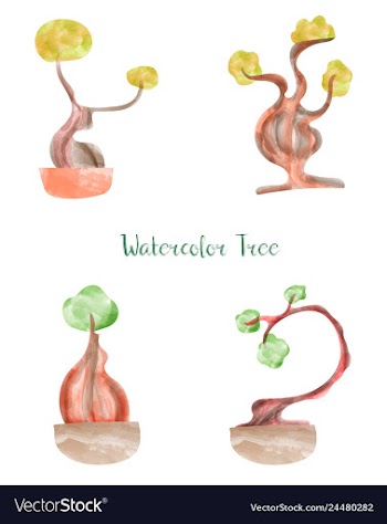 Colorful watercolor tree background vector image
