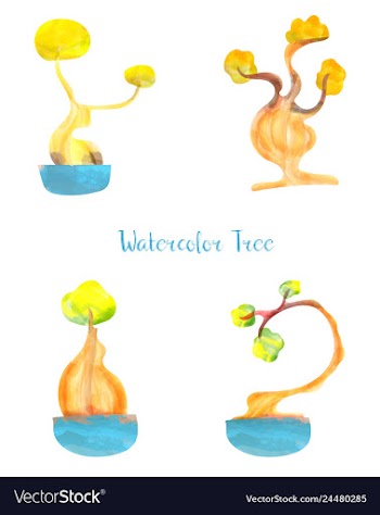 Colorful watercolor tree background vector image