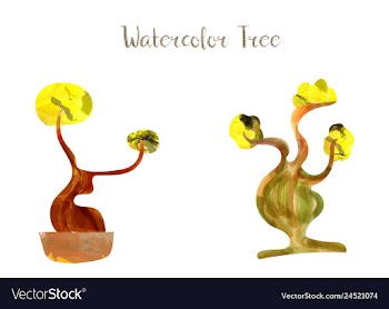 Colorful watercolor tree background vector image