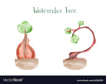 Colorful watercolor tree background vector image