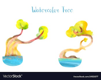 Colorful watercolor tree background vector image