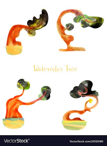 Colorful watercolor tree background vector image