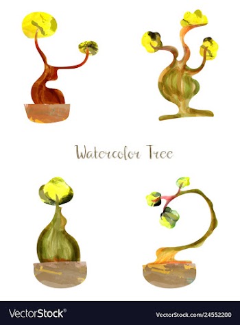 Colorful watercolor tree background vector image