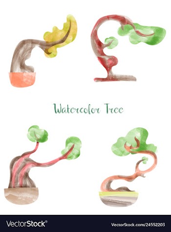 Colorful watercolor tree background vector image