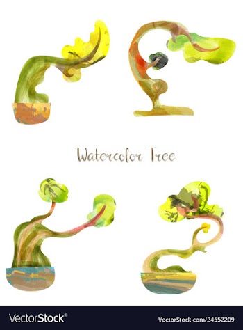 Colorful watercolor tree background vector image