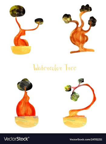 Colorful watercolor tree background vector image