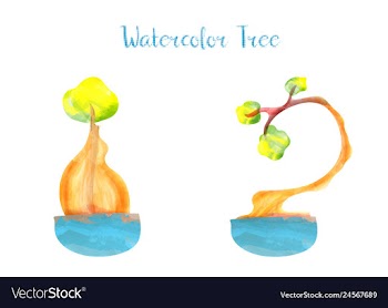 Colorful watercolor tree background vector image