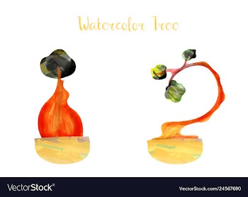 Colorful watercolor tree background vector image