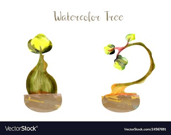 Colorful watercolor tree background vector image
