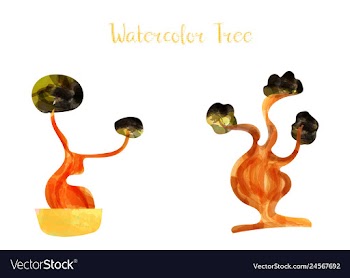 Colorful watercolor tree background vector image
