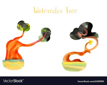 Colorful watercolor tree background vector image