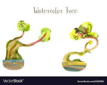 Colorful watercolor tree background vector image