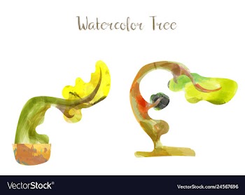 Colorful watercolor tree background vector image
