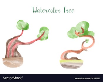 Colorful watercolor tree background vector image
