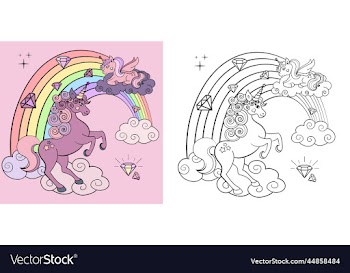 coloring book for girls unicorns on the clouds