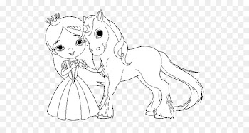 Coloring book The Princess and the Unicorn Fairy Adult - Unicorn template 