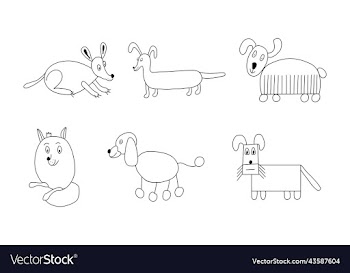 coloring dogs in doodle style