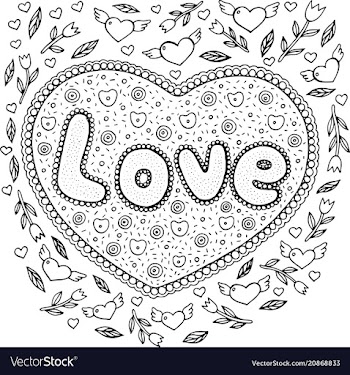 Coloring page for adults with mandala and love vector image