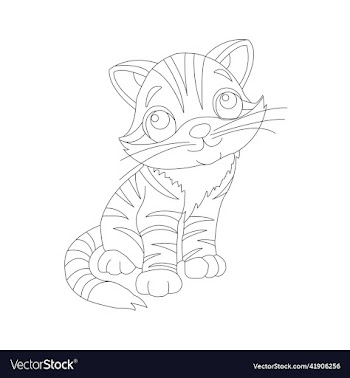 coloring page outline of cute cat animal