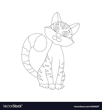 coloring page outline of cute cat animal