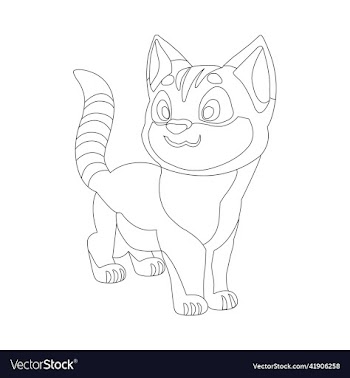 coloring page outline of cute cat animal