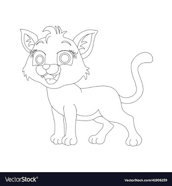 coloring page outline of cute cat animal
