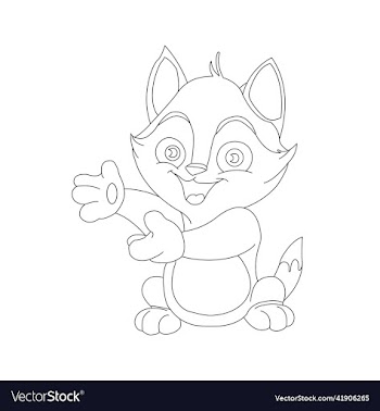 coloring page outline of cute cat animal